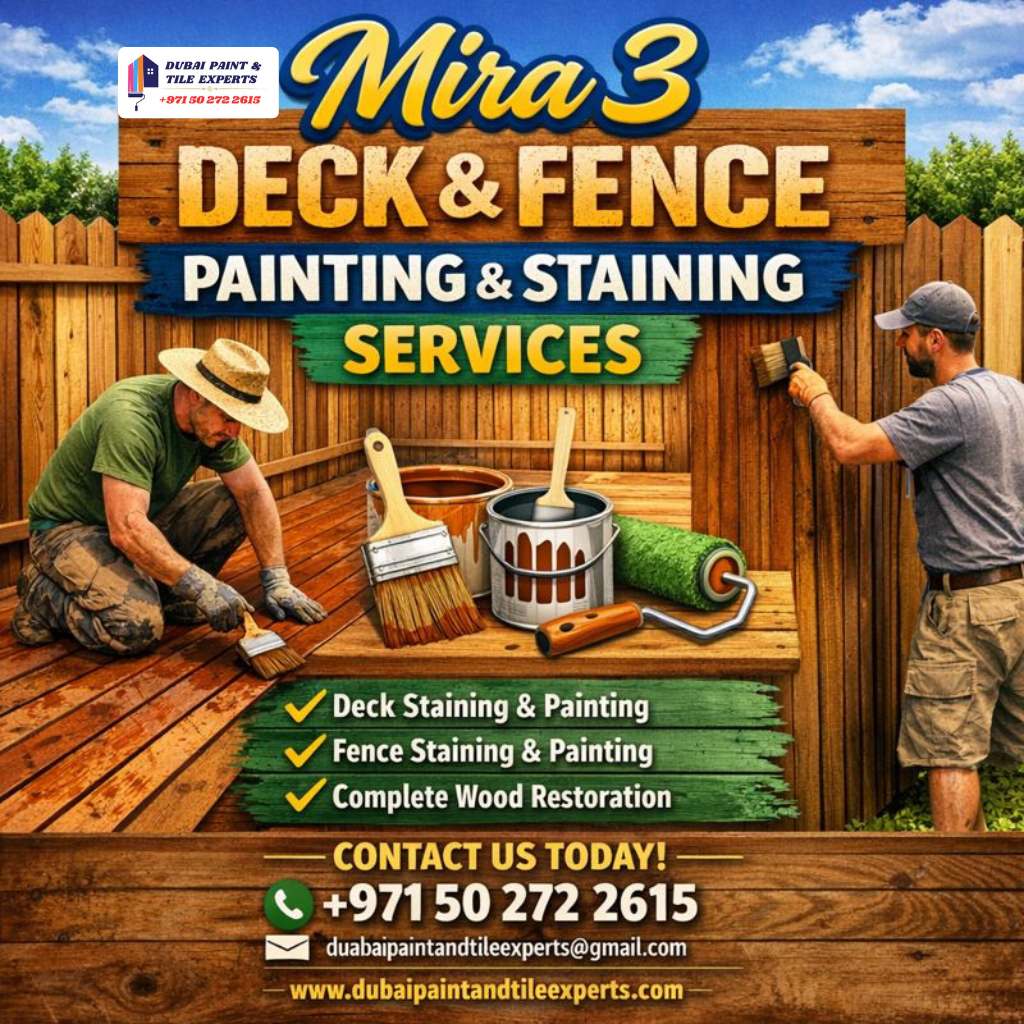 Deck and fence painting or staining Mira 3 | +971502722615 deck and fence painting or staining mira 3