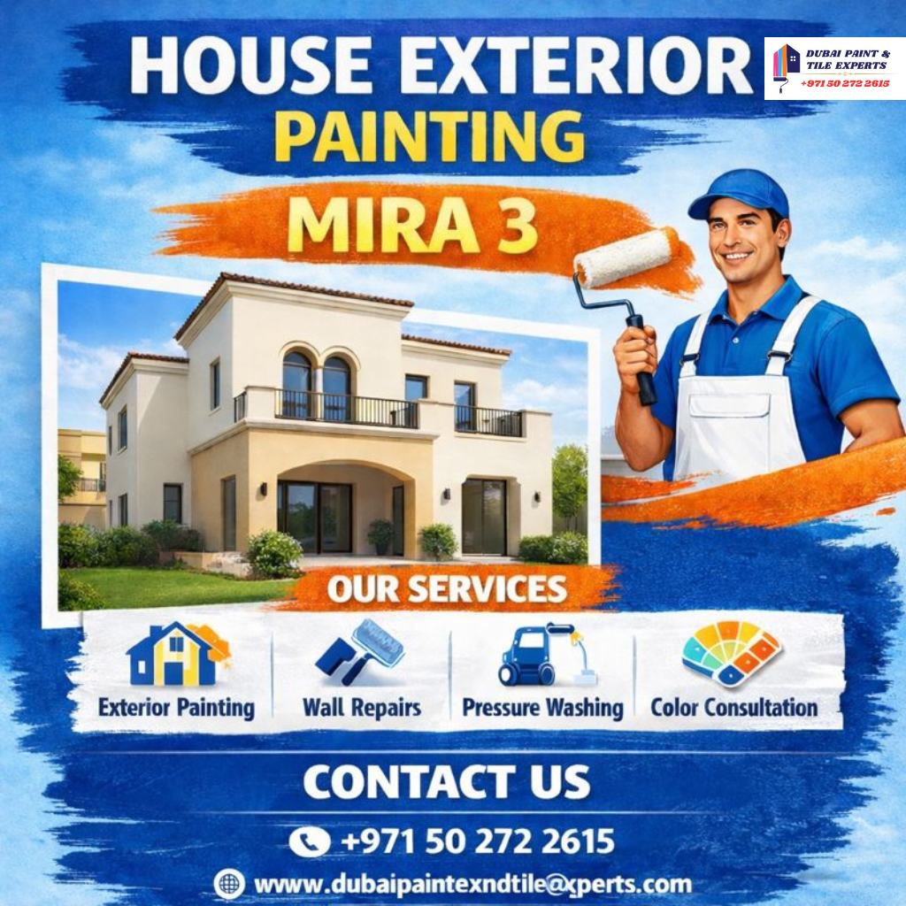 House exterior painting Mira 3 | +971502722615 house exterior painting mira 3