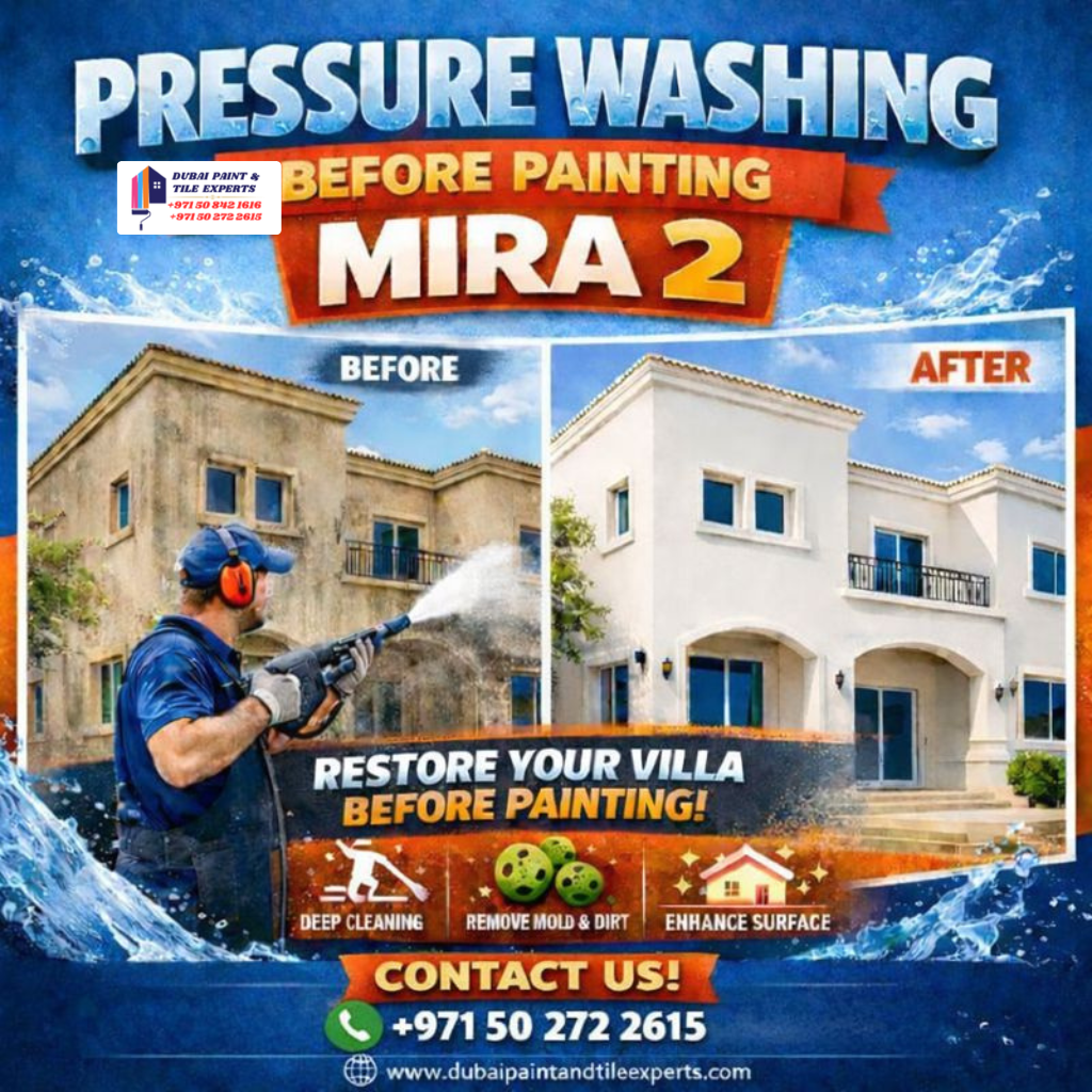 Pressure washing before painting Mira 2 | +971502722615 pressure washing before painting mira 2